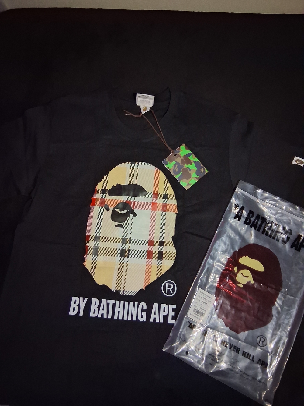 Black Plaid Ape Head Graphic Tee - Picture 3 of 5